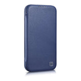 iCarer CE Premium læder Folio Case iPhone 14 Plus Magnetisk Flip læder Folio Case MagSafe Blue (WMI14220715-BU)