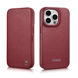 iCarer CE Premium Leather Folio Case iPhone 14 Pro Max Magnetic Flip Cover MagSafe Red (WMI14220716-RD)