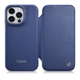 iCarer CE Premium læder Folio Case iPhone 14 Pro Max Magnetisk Flip læder Folio Case MagSafe Blue (WMI14220716-BU)