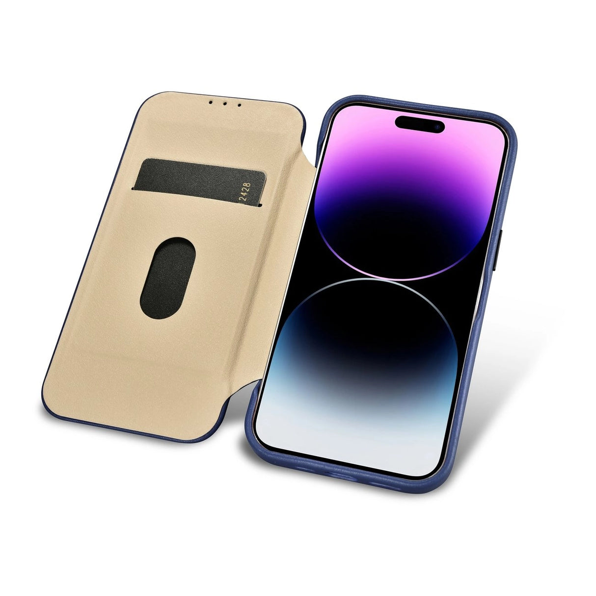 iCarer CE Premium læder Folio Case iPhone 14 Pro Max Magnetisk Flip læder Folio Case MagSafe Blue (WMI14220716-BU)