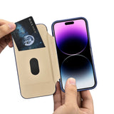 iCarer CE Premium læder Folio Case iPhone 14 Pro Max Magnetisk Flip læder Folio Case MagSafe Blue (WMI14220716-BU)