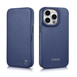 iCarer CE Premium læder Folio Case iPhone 14 Pro Max Magnetisk Flip læder Folio Case MagSafe Blue (WMI14220716-BU)