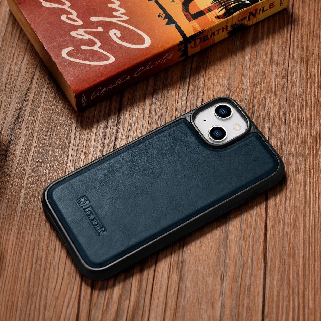 iCarer Leather Oil Wax case til iPhone 14 blå (WMI14220717-BU)