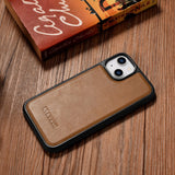 iCarer Leather Oil Wax case til iPhone 14 brun (WMI14220717-TN)