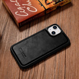 iCarer Leather Oil Wax case til iPhone 14 Plus sort (WMI14220719-BK)