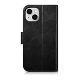 iCarer Oil Wax Wallet Case 2in1 Case iPhone 14 Læder Flip Cover Anti-RFID sort (WMI14220721-BK)