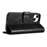 iCarer Oil Wax Wallet Case 2in1 Cover iPhone 14 Plus Anti-RFID Læder Flip Case sort (WMI14220723-BK)