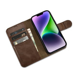 iCarer Oil Wax Wallet Case 2in1 Cover iPhone 14 Plus Anti-RFID Læder Flip Case Brunt (WMI14220723-BN)