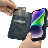 iCarer Oil Wax Wallet Case 2in1 Cover iPhone 14 Plus Anti-RFID Læder Flip Case Blå (WMI14220723-BU)