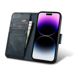 iCarer Oil Wax Wallet Case 2in1 Cover iPhone 14 Pro Max Læder Flip Cover Anti-RFID blå (WMI14220724-BU)