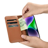 iCarer Wallet Case 2in1 iPhone 14-foder med flap Anti-RFID brun (WMI14220725-BN)