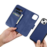 iCarer Wallet Case 2in1 Case iPhone 14 Anti-RFID Ledder Flip Case Blå (WMI14220725-BU)