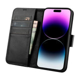 iCarer Wallet Case 2in1 Cover iPhone 14 Pro Læder Flip Cover Anti-RFID sort (WMI14220726-BK)