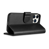 iCarer Wallet Case 2in1 Cover iPhone 14 Pro Læder Flip Cover Anti-RFID sort (WMI14220726-BK)