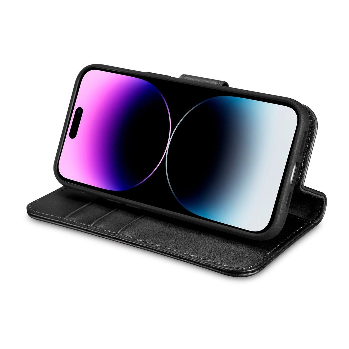 iCarer Wallet Case 2in1 Cover iPhone 14 Pro Læder Flip Cover Anti-RFID sort (WMI14220726-BK)