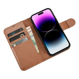 iCarer Wallet Case 2in1 iPhone 14 Pro Læder Flip Case Anti-RFID brun (WMI14220726-BN)