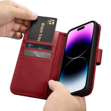 iCarer Wallet Case 2in1 iPhone 14 Pro Læder Flip Case Anti-RFID rød (WMI14220726-RD)