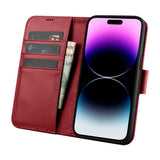 iCarer Wallet Case 2in1 iPhone 14 Pro Læder Flip Case Anti-RFID rød (WMI14220726-RD)