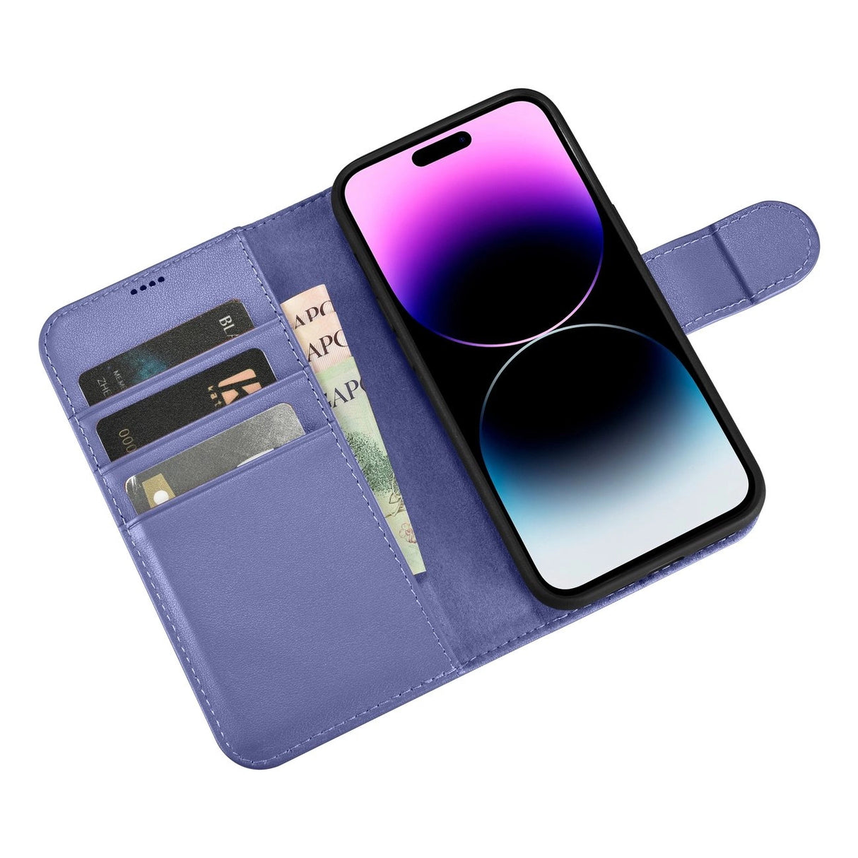iCarer Wallet Case 2in1 Cover iPhone 14 Pro Anti-RFID Læder Flip Case Lys lilla (WMI14220726-LP)