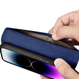 iCarer Wallet Case 2in1 Cover iPhone 14 Pro Læder Flip Case Anti-RFID blå (WMI14220726-BU)