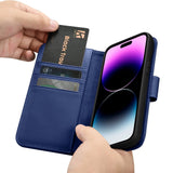 iCarer Wallet Case 2in1 Cover iPhone 14 Pro Læder Flip Case Anti-RFID blå (WMI14220726-BU)