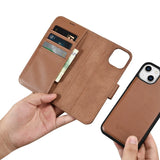 iCarer Wallet Case 2in1 Cover iPhone 14 Plus Anti-RFID Læder Flip Case Brunt (WMI14220727-BN)