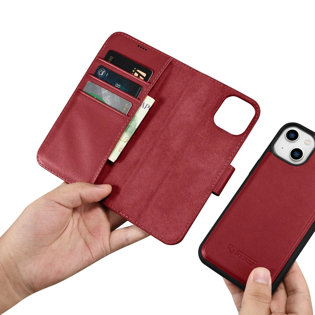 iCarer Wallet Case 2in1 Cover iPhone 14 Plus Anti-RFID Læder Flip Cover Red (WMI14220727-RD)