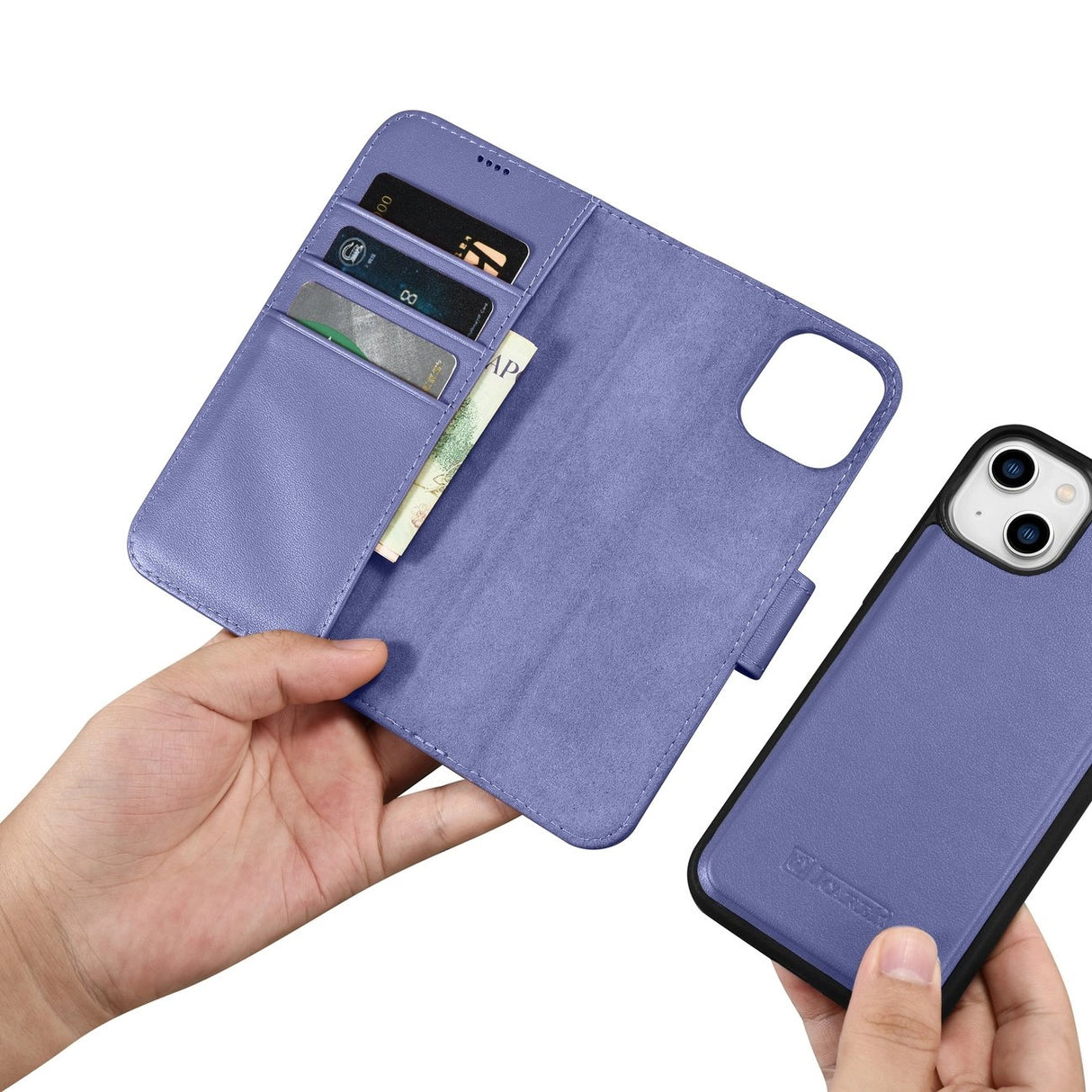 iCarer Wallet Case 2in1 Cover iPhone 14 Plus Anti-RFID Læder Flip Case Lys lilla (WMI14220727-LP)