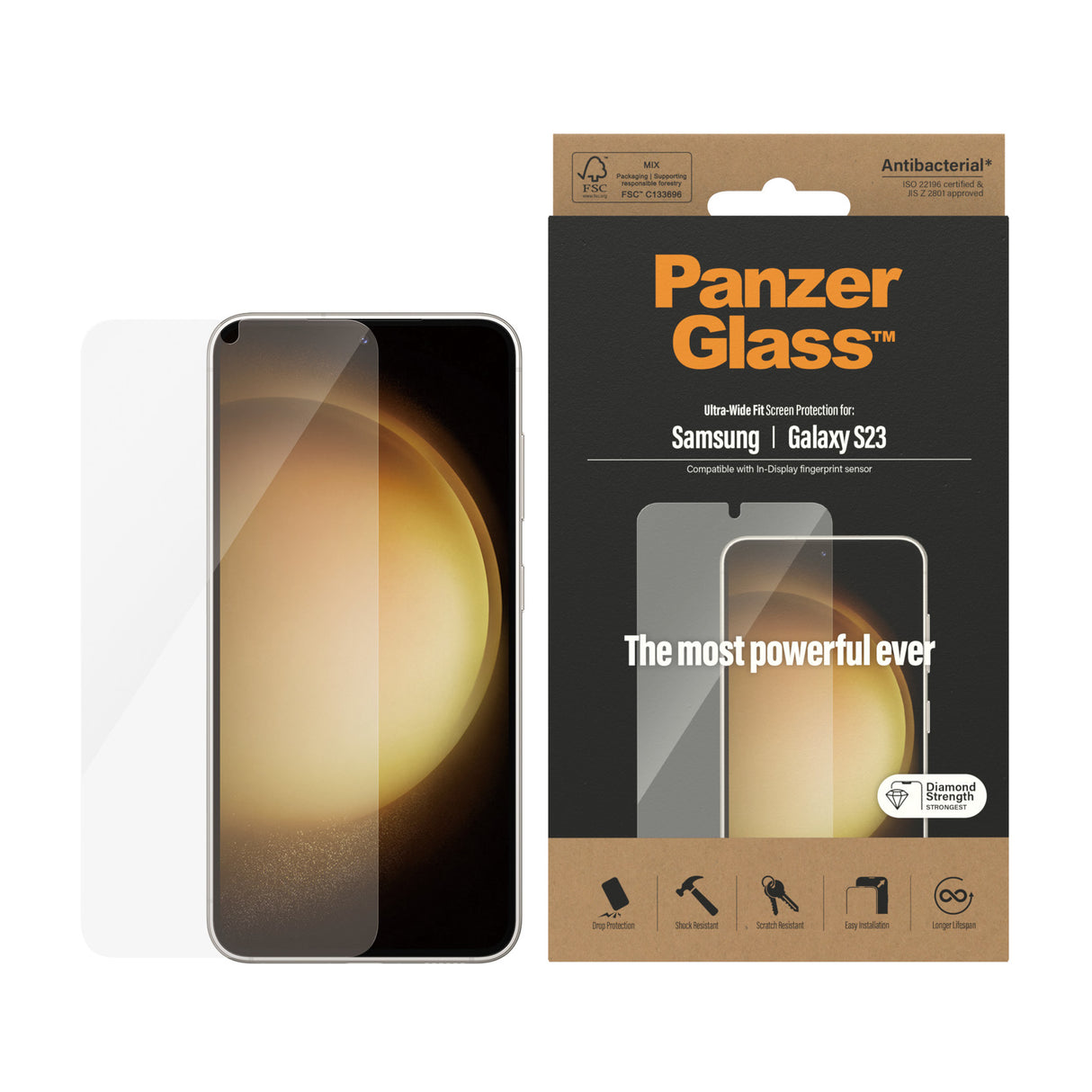 PanzerGlass ® Skærmbeskyttelse Samsung Galaxy S23 | Ultra-Wide Fit