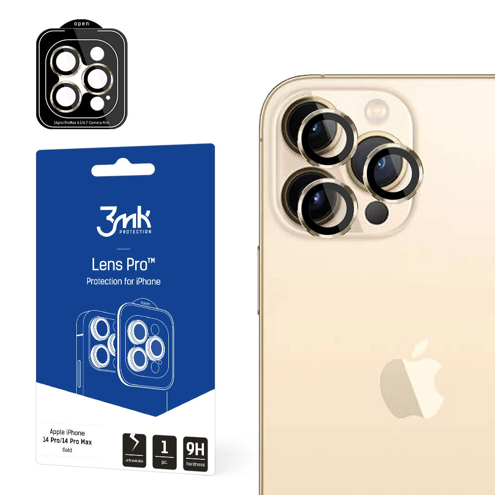 iPhone 14 Pro Max / 14 Pro 9H Kamera Glas til 3mk Lens Beskyttelse Pro Series Lens - Guld