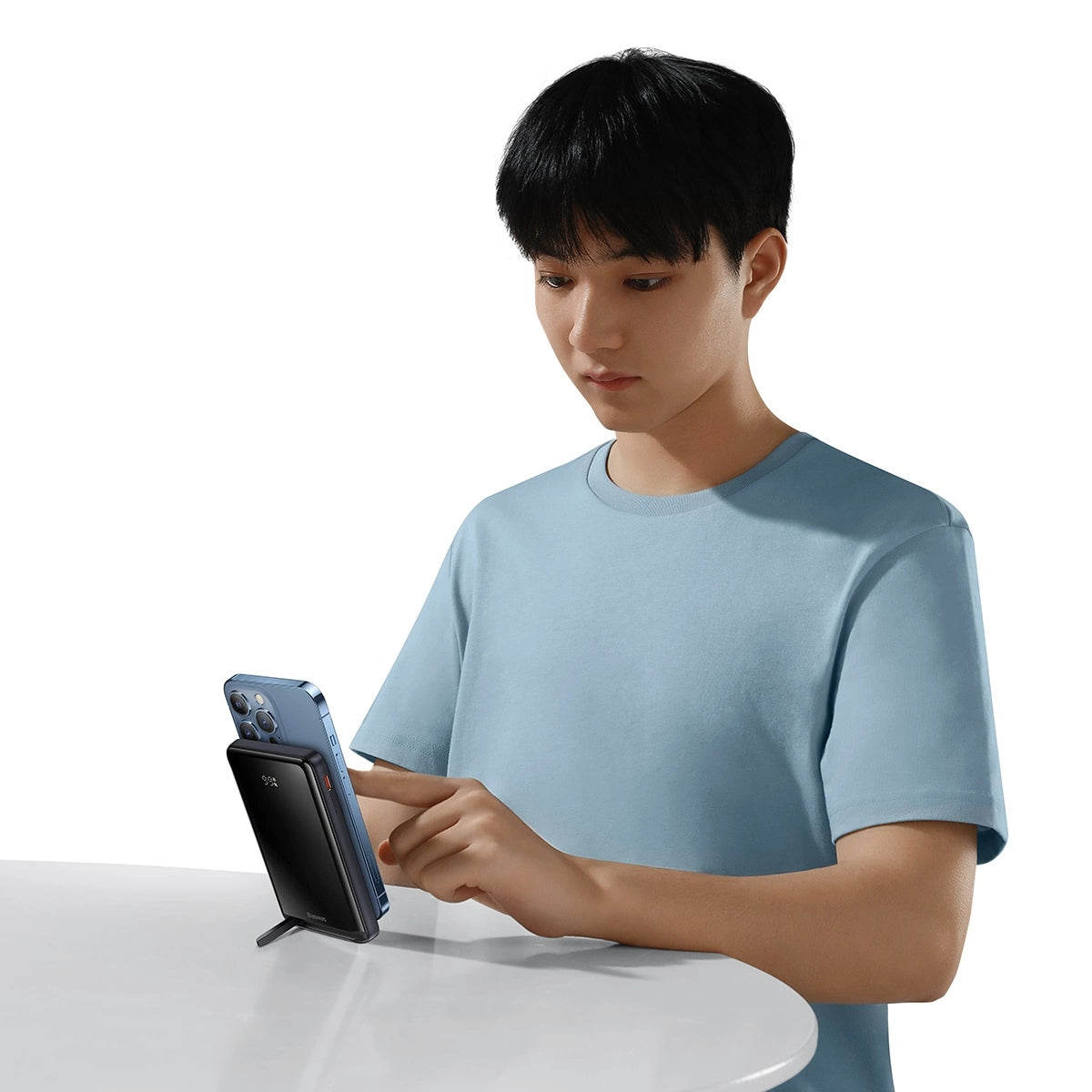 Baseus Magnetisk Bracket Powerbank 10000mAh 20W med MagSafe - mørkblå + USB-C-kabel 60W 0,5m