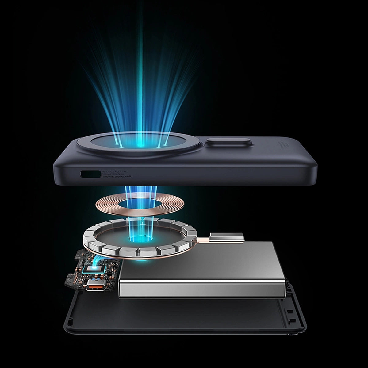 Baseus Magnetisk Bracket Powerbank 10000mAh 20W med MagSafe - mørkblå + USB-C-kabel 60W 0,5m