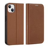 Dux Ducis Skin X2 case for iPhone 14 Plus case with magnetic flap brown