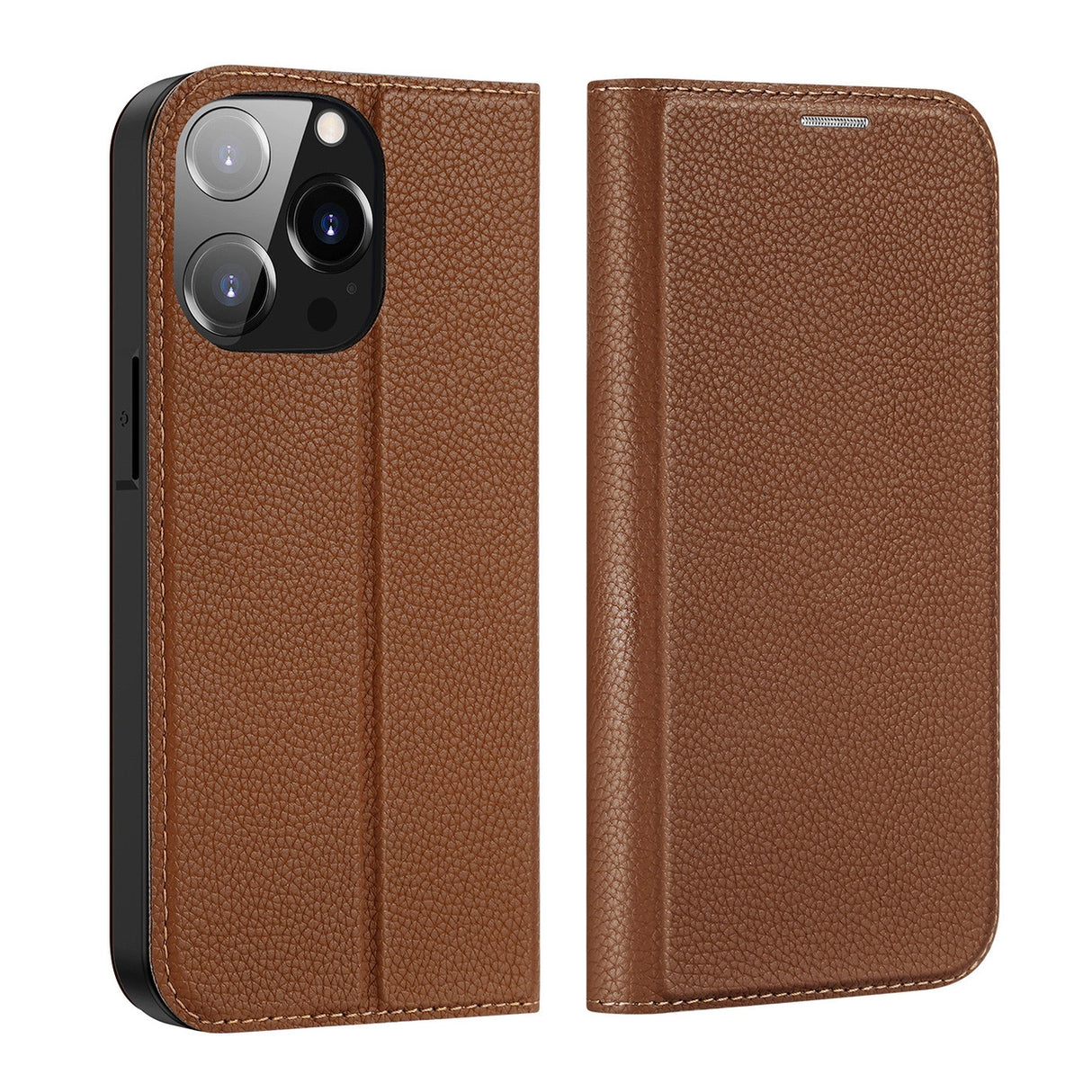 Dux Ducis Skin X2 case for iPhone 14 Pro case with magnetic flap brown