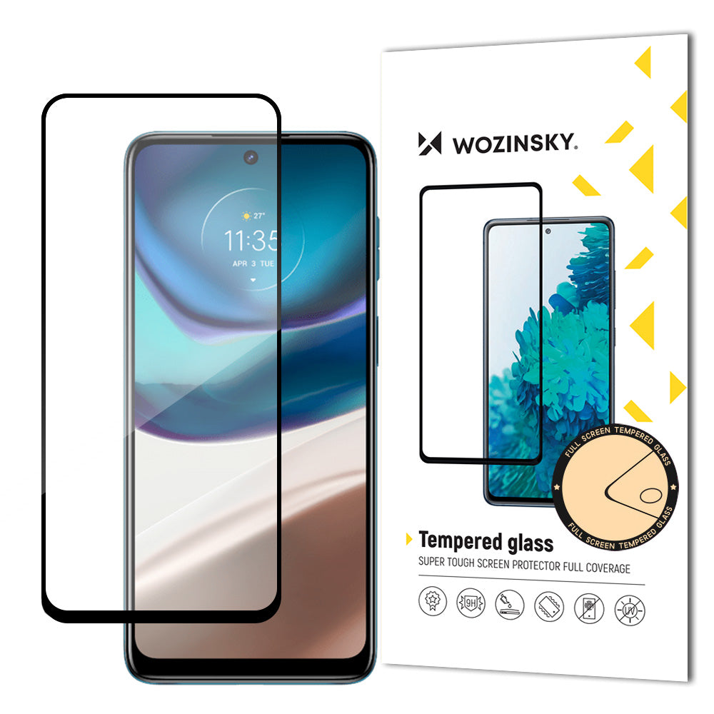 Wozinsky Super Durable Full Glue Tempered Glass Full Screen med Frame Case Vennlig Motorola Moto G42 Black