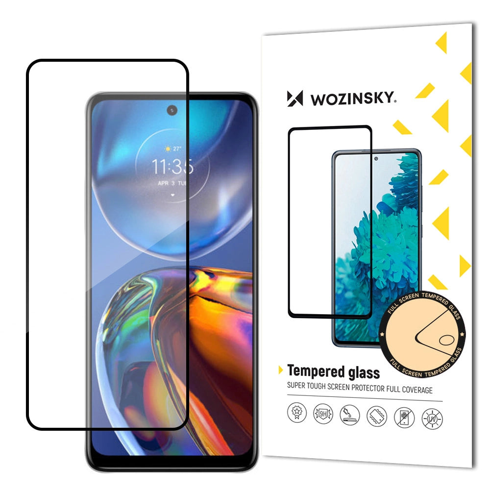 Wozinsky Super Durable Full Glue Tempered Glass Full Screen med Frame Case Venlig Motorola Moto E32 Black