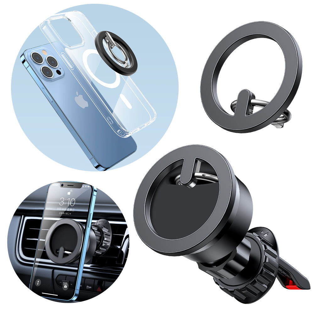Joyroom kit multifunktionel magnetisk bilholder ring telefon støtte sort (JR-ZS294)