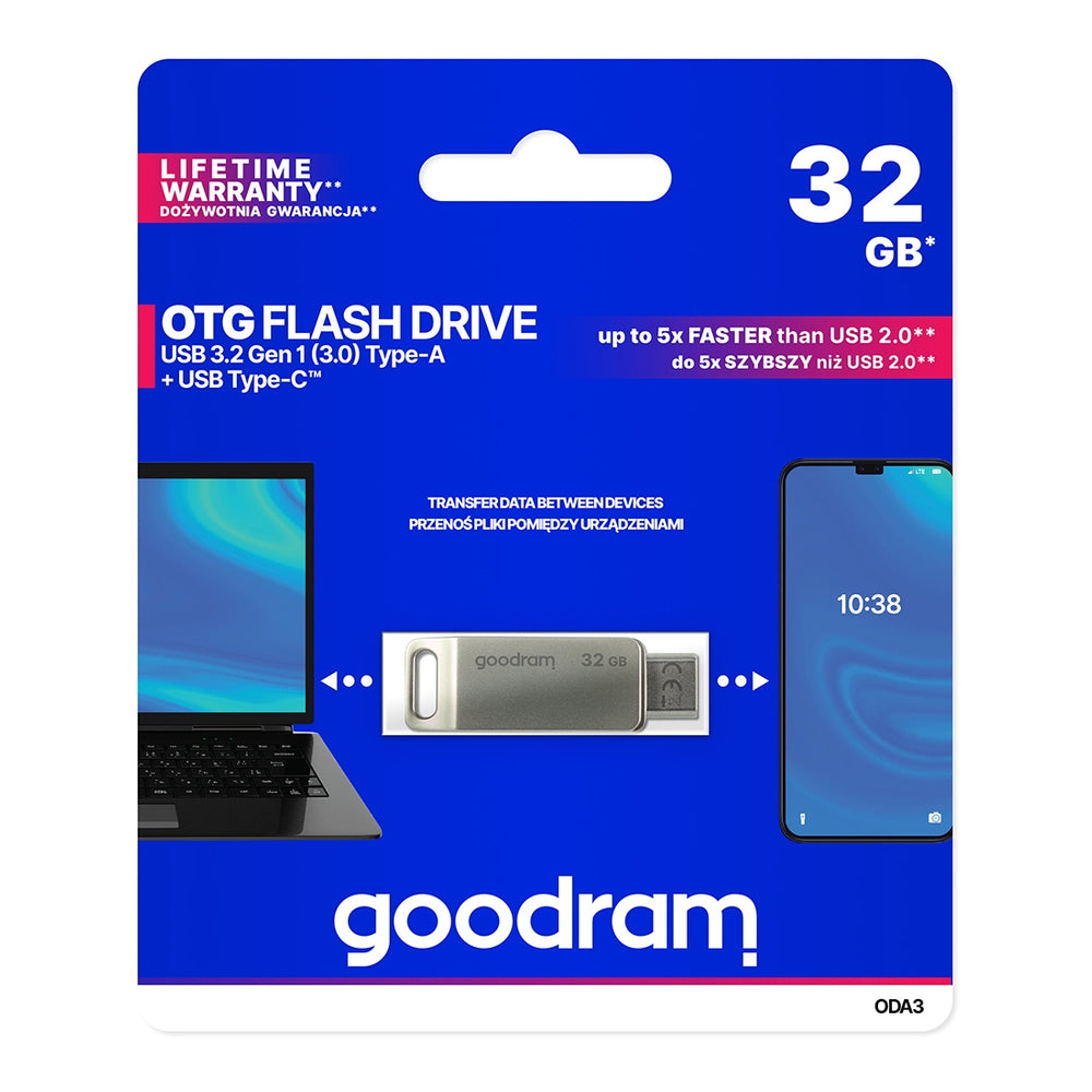 32 GB USB 3.2 Gen 1 USB / USB C OTG ODA3 Goodram - Silver
