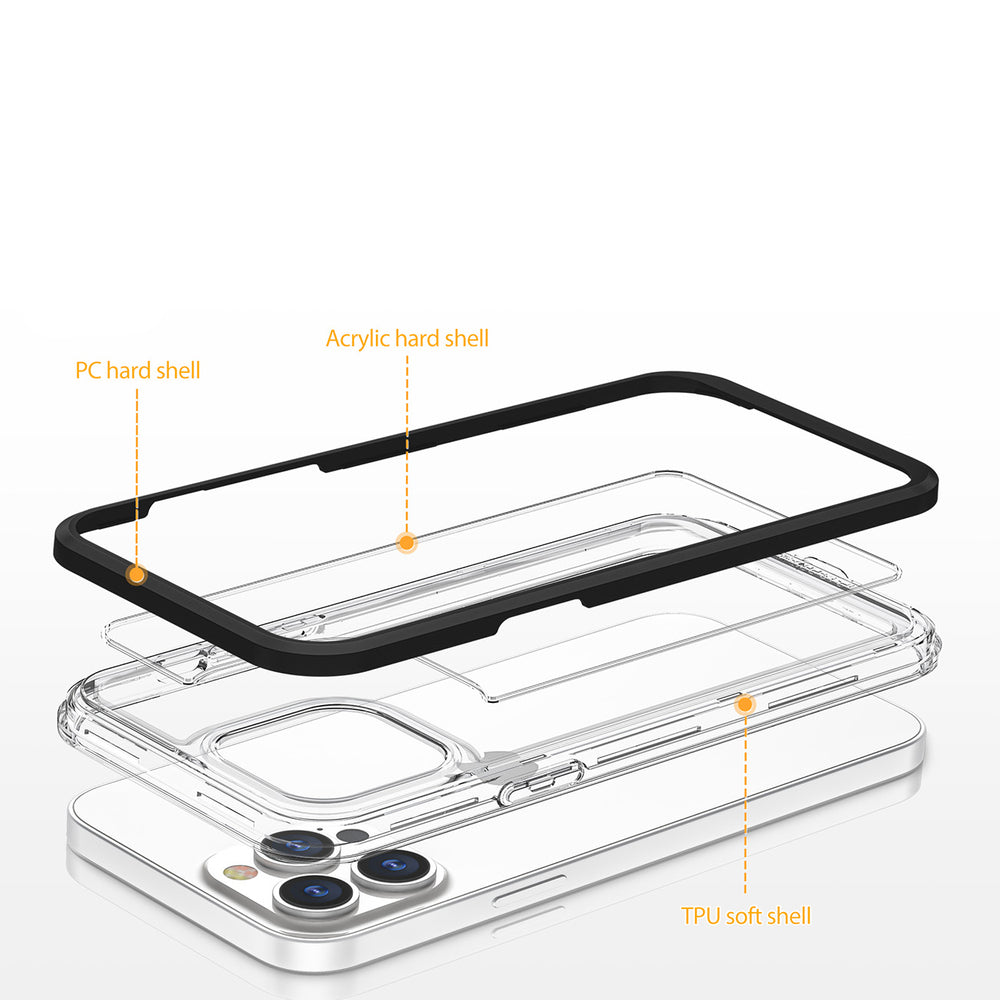 Gennemsigtige 3in1 case til Samsung Galaxy A03 silikone cover med blå ramme