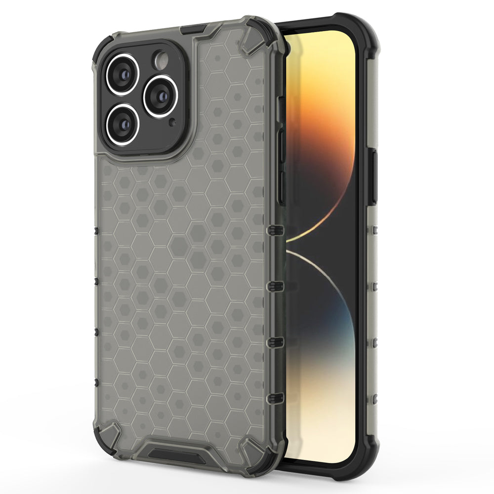 Honeycomb case til iPhone 14 Pro pansret hybrid cover sort