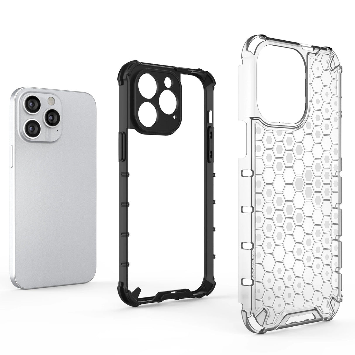 Honeycomb case til iPhone 14 Pro pansret hybrid cover gennemsigtigt