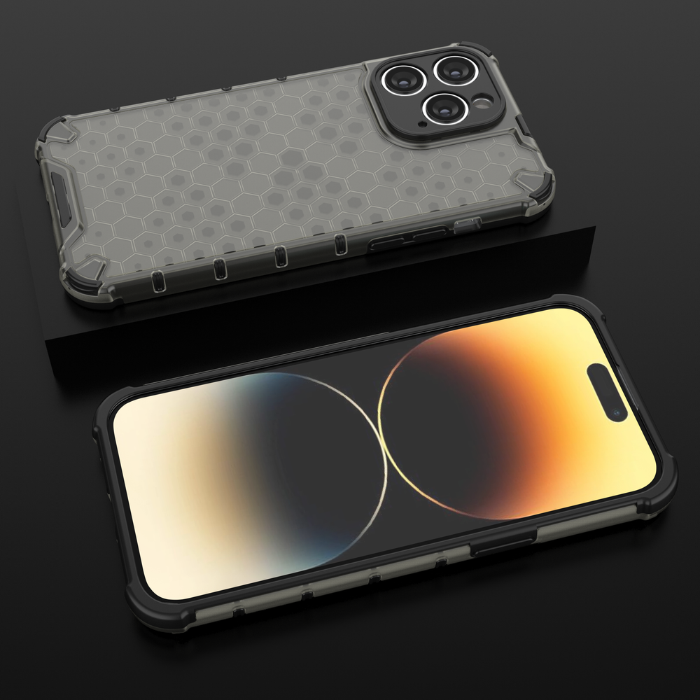 Honeycomb case til iPhone 14 Pro Max pansret hybrid cover sort