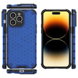 Honeycomb case til iPhone 14 Pro Max pansret hybrid cover blå