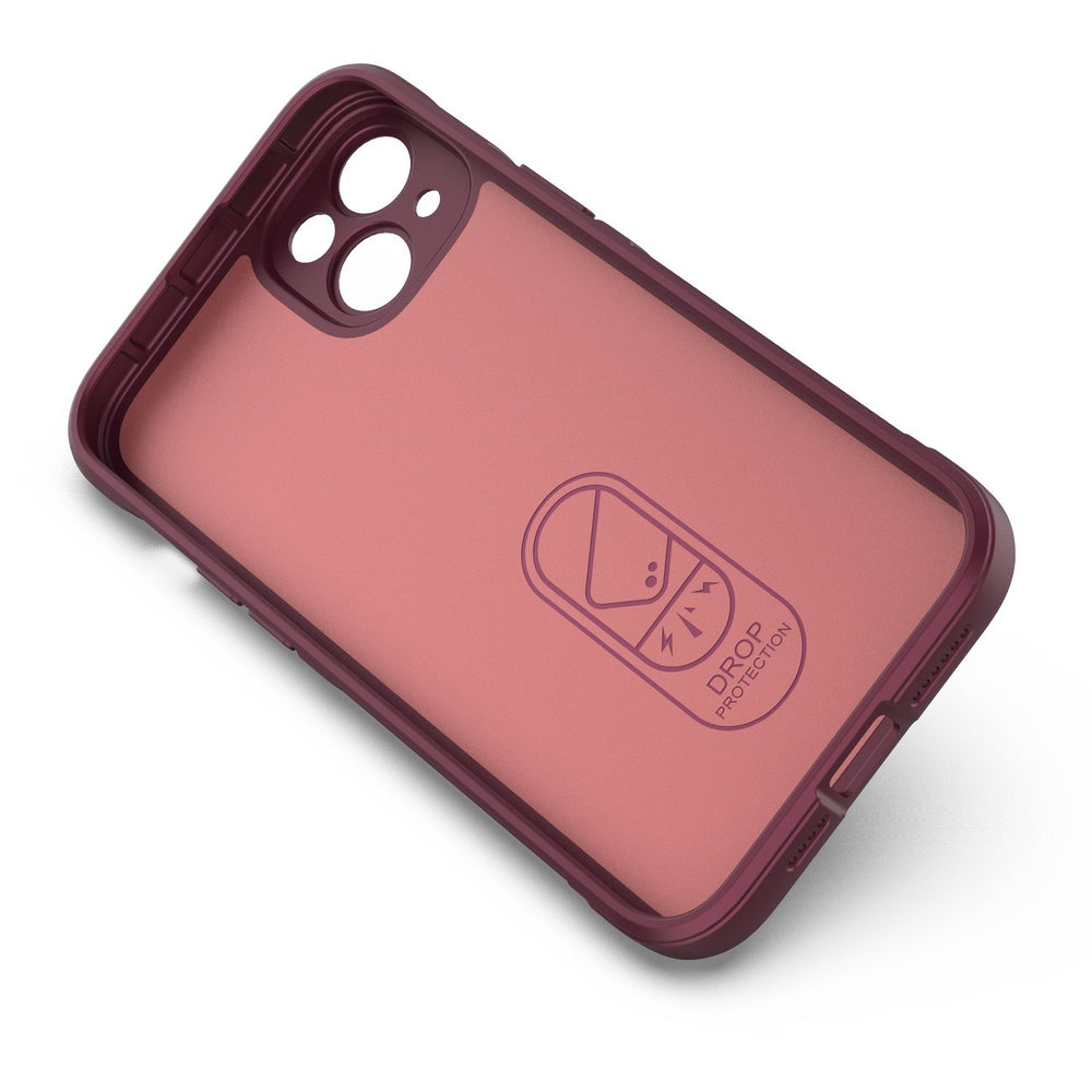 Magic Shield Case for iPhone 14 Plus elastisk rustet kuffert i burgundfarve