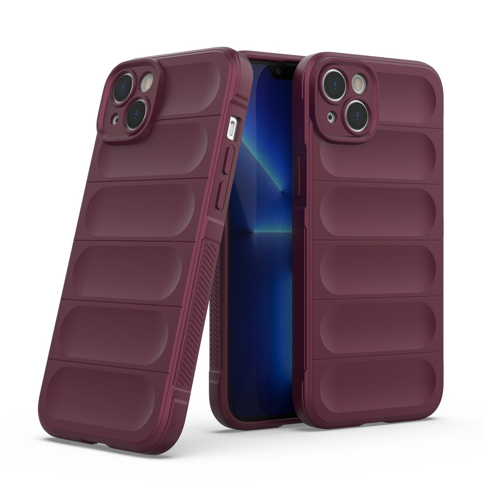Magic Shield Case for iPhone 14 Plus elastisk rustet kuffert i burgundfarve