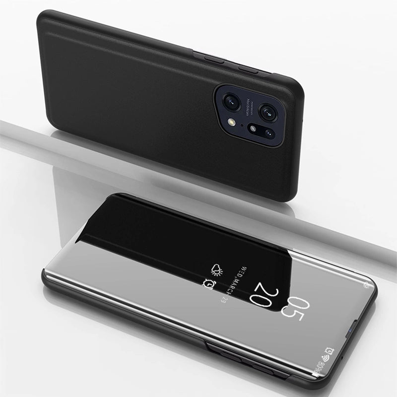 Clear View Case cover for Oppo Find X5 Pro cover with a flap black