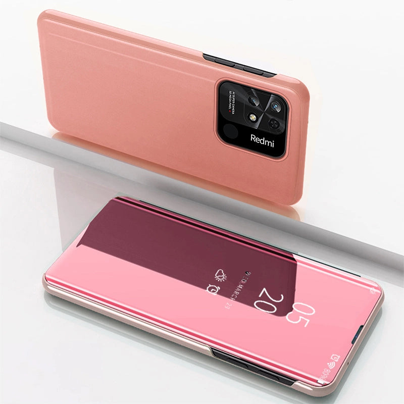 Clear View Case cover til Xiaomi Redmi 10C cover med en flap pink