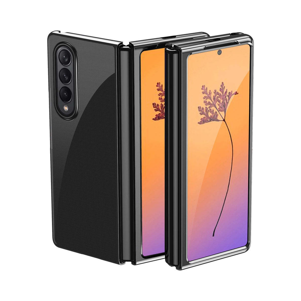 Plating Case for Samsung Galaxy Z Fold 4 cover med en metallisk ramme sort