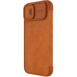 Nillkin Qin Leather Pro Case iPhone 14 Plus Camera Cover Holster Cover Flip Case Brown