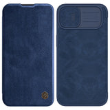 Nillkin Qin Leather Pro Case iPhone 14 Plus Camera Cover Holster Cover Flip Case Blue